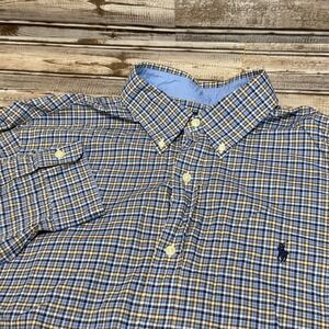Ralph Lauren‎ Button Down Shirt Plaid Long Sleeve Cotton Stretch XL